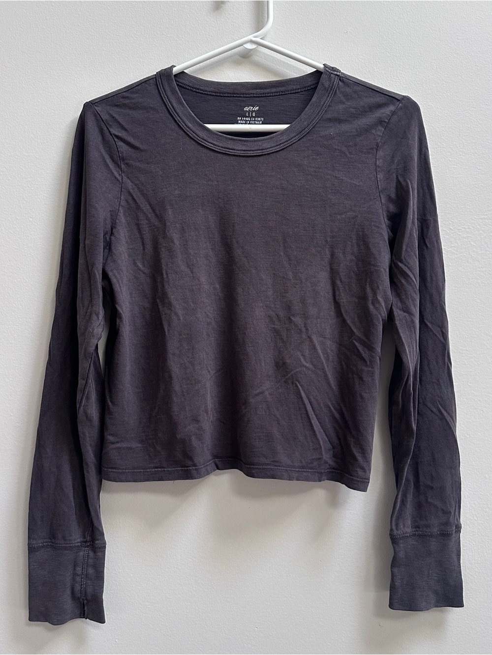 aerie Long Sleeve Crew Neck Tee — Charcoal Gray